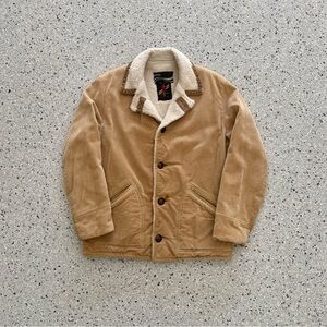 Vintage 80s Montgomery Ward Corduroy Coat Fleece Lined Jacket Tan Size 40 L/XL